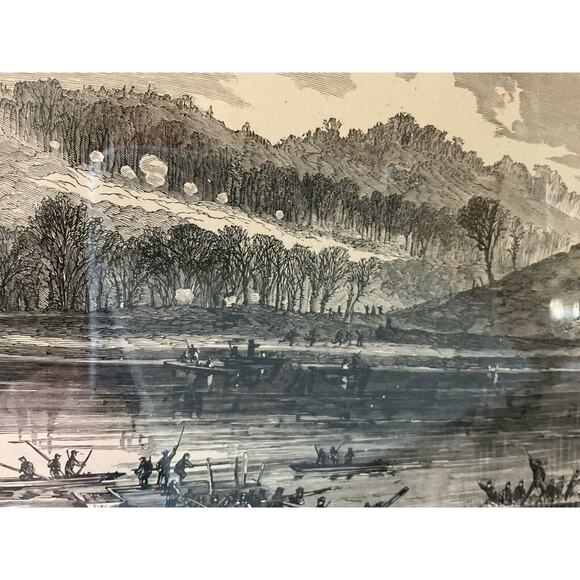 Antique Wood Engraving Civil War 1863 Laying The Pontoons Harper’s Military - Picture 8 of 9